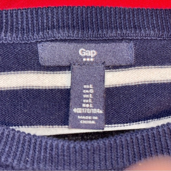 GAP Navy and White Knit Boatneck Cotton Sweater - Picture 3 of 4